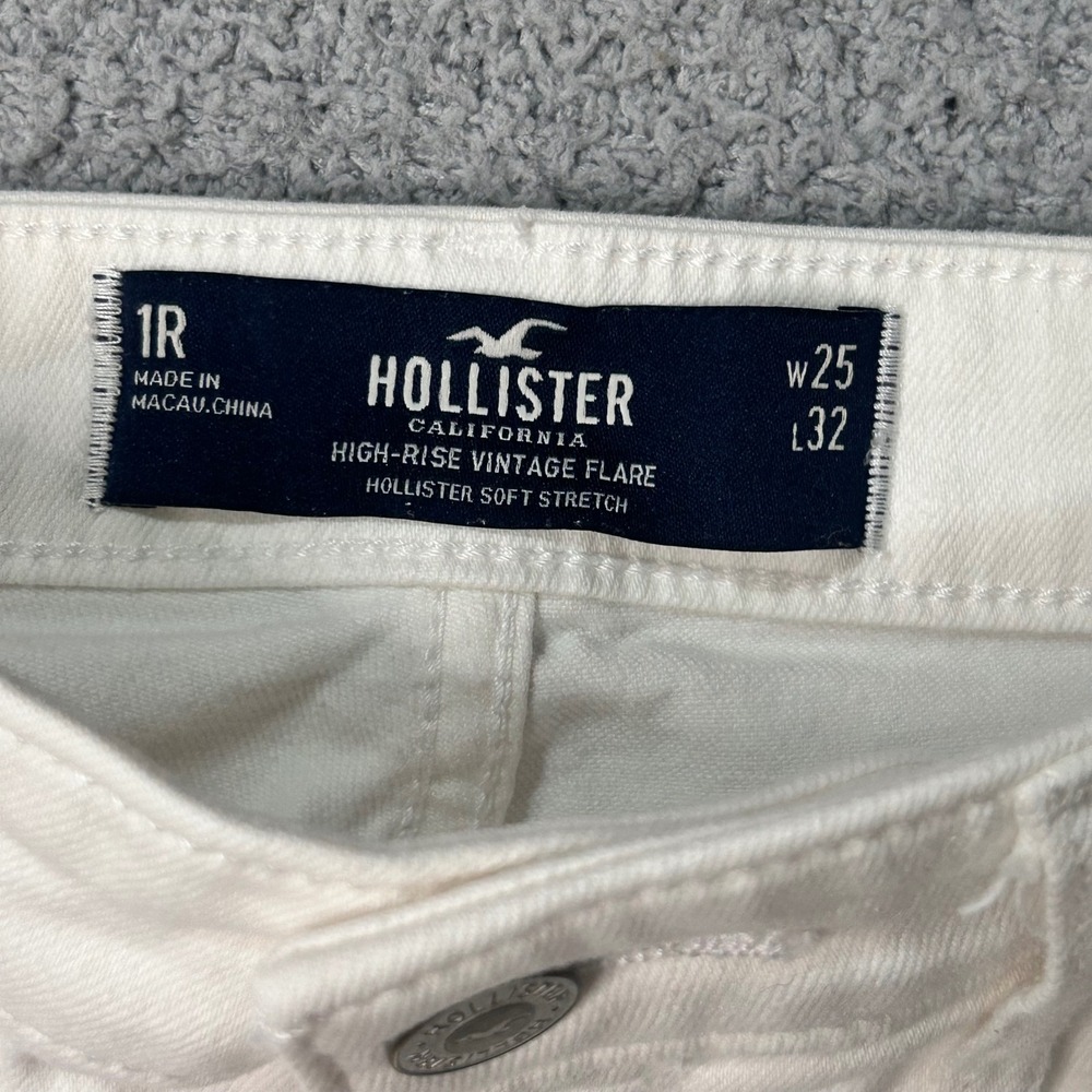 Hollister Flare Jeans High Rise Soft 1R White Coastal Cowgirl Boho Y2K 70s - Picture 4 of 9